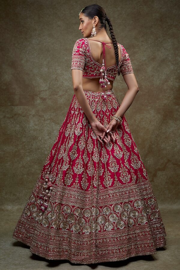 Pink Raw Silk Embroidered Lehenga Set - Image 2