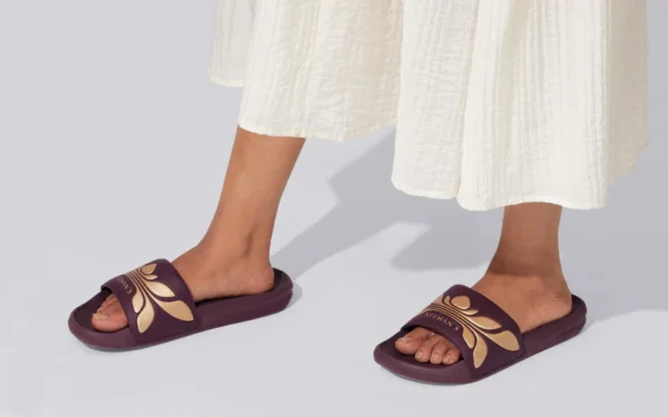 Breather Slides (Women Exclusive) : Wine-Gold - Image 3